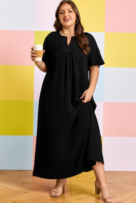 knee length dresses for ladies Stripe Loose Big Size Maxi Size Dresses Summer Plus Sizes Women Clothes Q3015 Gray