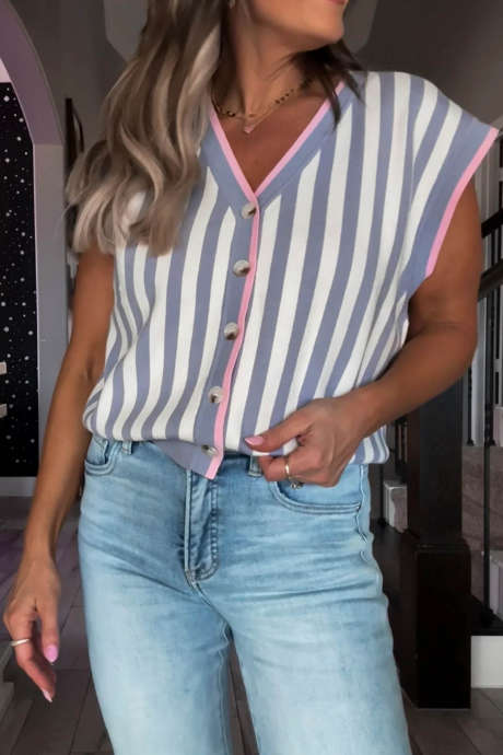 Top de rayas azules