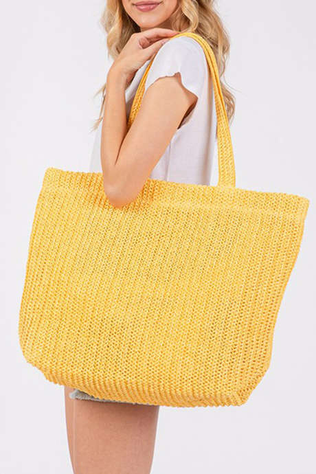 Ginger Solid Color Straw Woven Summer Beach Tote Bag BH031671-P307