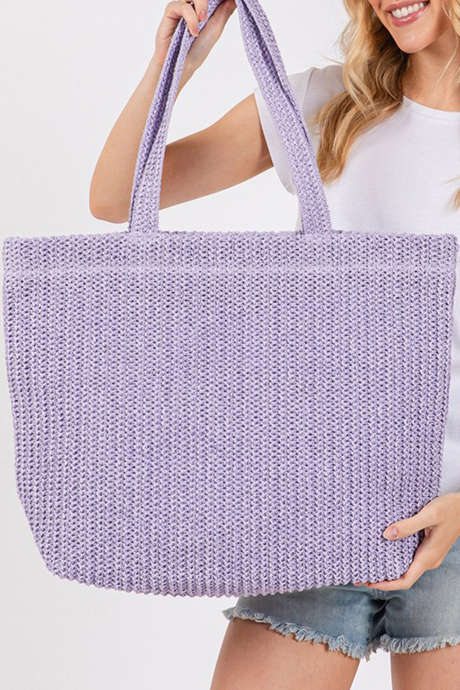 Wisteria Solid Color Straw Woven Summer Beach Tote Bag BH031671-P208