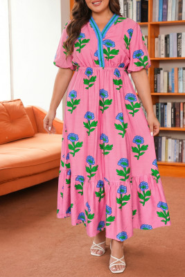 wrap maxi dress Rose Pink Tiered Maxi Dress