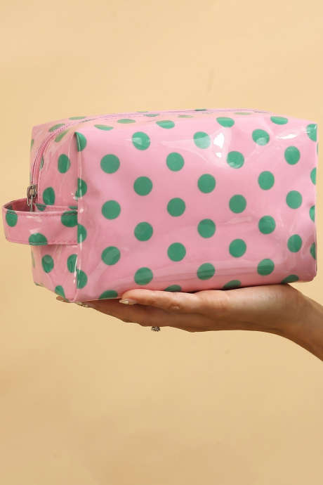 Light Pink Durable PVC Polka Dot Makeup Bag BH031648-P1010