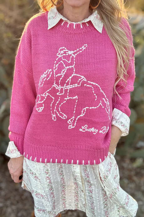 Pull de cowboy rouge rose vif