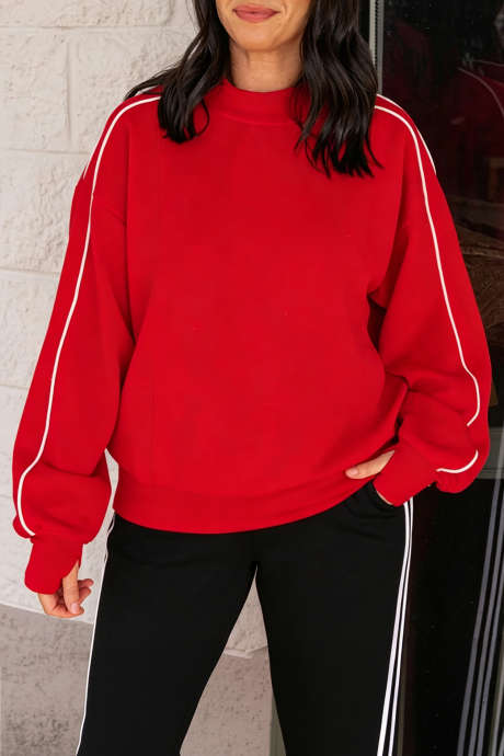 Sudadera roja de manga larga con cuello alto y corte regular LC25321567-P3