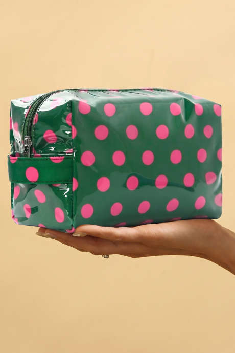 Blackish Green Durable PVC Polka Dot Makeup Bag BH031648-P309