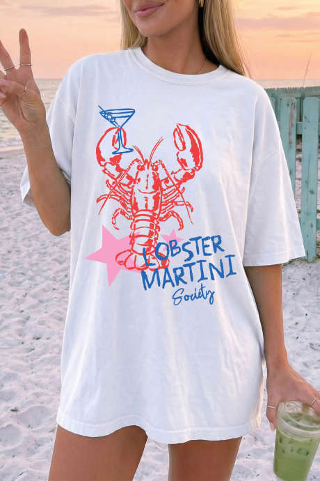 T-shirt tunique graphique White Lobster Martini Society LC25232254-P101