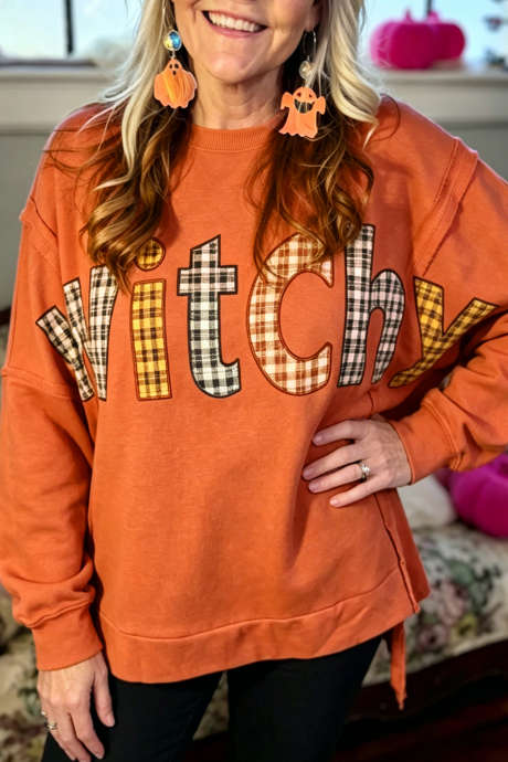 Flamingo witchy Plaid Sweatshirt