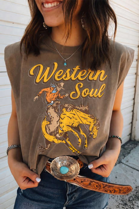 Breen Western Soul Rodeo Printed Casual Tank Top