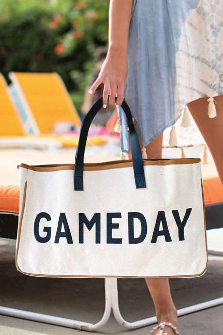 Bež kontrastni ročaj iz usnja in platna GAMEDAY torba BH031778-P15