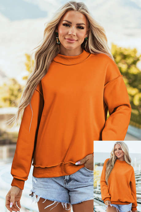 Pulover z dolgimi rameni in imitacijo ovratnika, korenčkovim vzorcem, z dolgimi rokavi in ​​spuščenim ovratnikom LC25320997-P1014