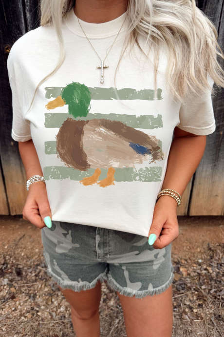 ホワイトウエスタンダックのグラフィティプリントTシャツ