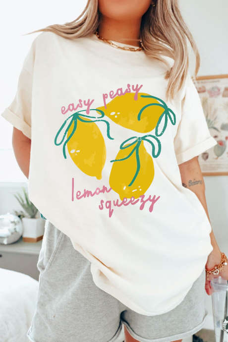 T-shirt graphique blanc Easy Peasy Lemon Squeezy