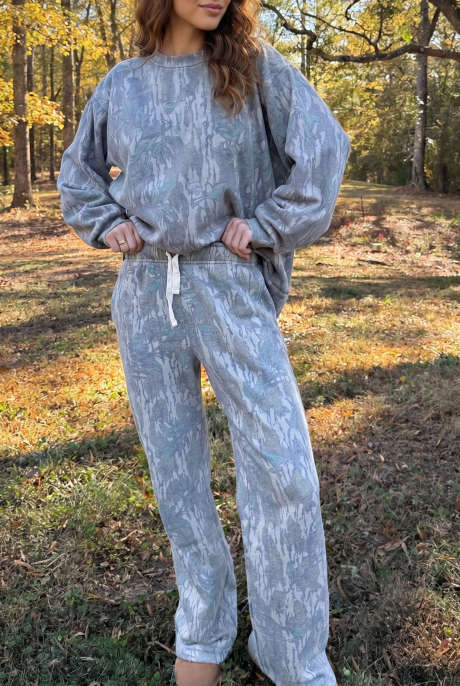 Ensemble de 2 pièces : pantalon ample à cordon de serrage, imprimé floral abstrait multicolore