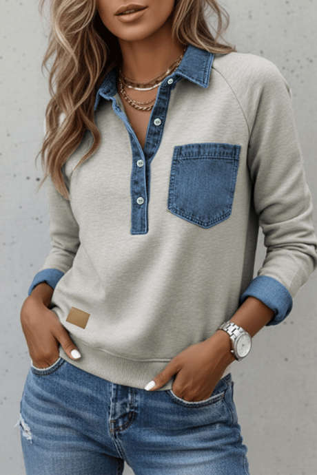 Maglia a maniche lunghe con colletto in denim e inserti in stile Sleet.