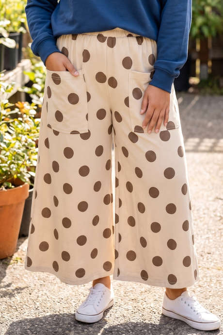 Χακί παντελόνι Plus Size με λάστιχο στη μέση και φαρδιά γραμμή