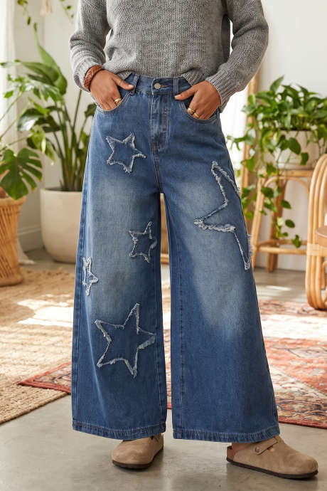 Τζιν Ashleigh Blue Star με φαρδιά μπατζάκια