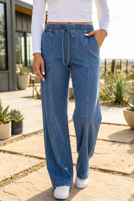 Ashleigh Blue Jeans mit Kordelzugbund und weitem Bein