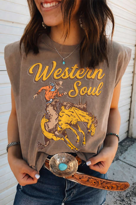 Áo ba lỗ cổ tròn không tay Breen Western Soul