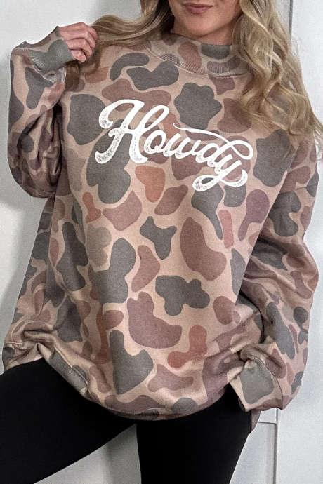 Sudadera holgada estilo western con estampado de camuflaje multicolor de Howdy