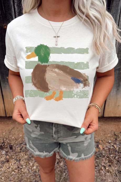 T-shirt imprimé graffiti canard western blanc