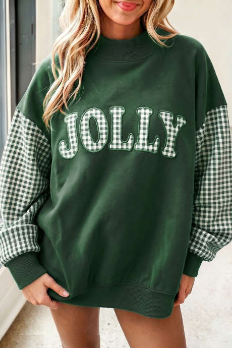 Evergreen Gingham Rutete Oversized Genser