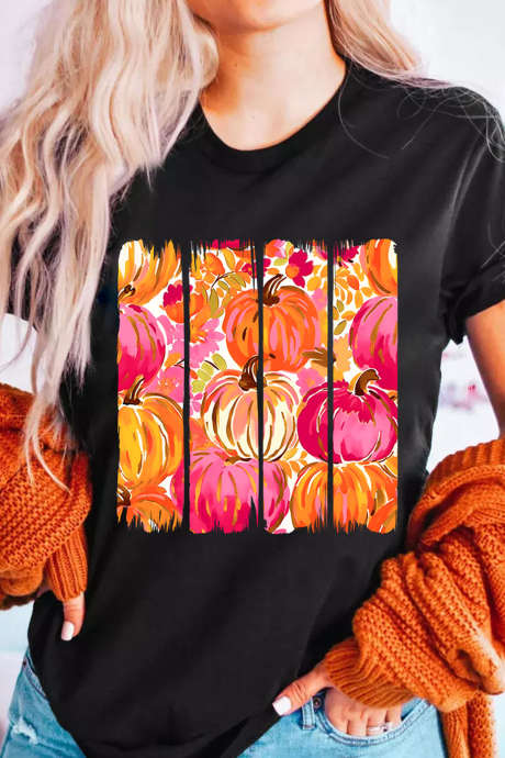 Kaos Santai Motif Labu Hitam Cerah