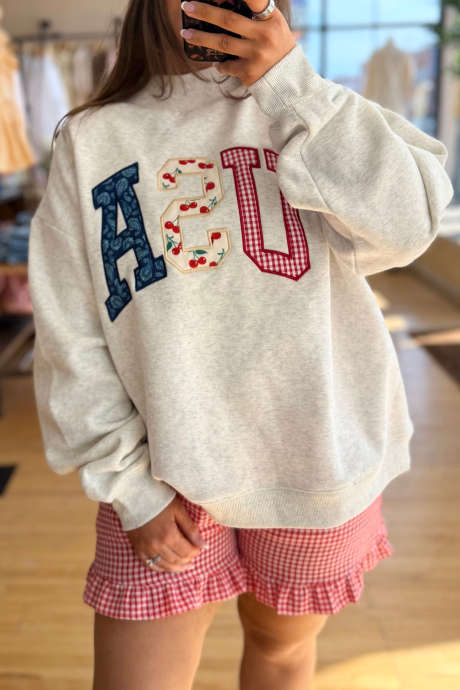 Gray GOD IS GOOD Letter Print Crewneck Pullover Sweatshirt