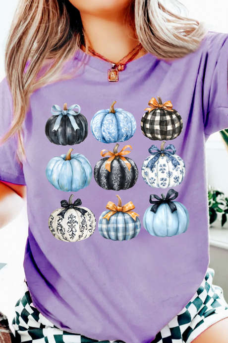 Kaos Santai Bergambar Labu Wisteria Chic