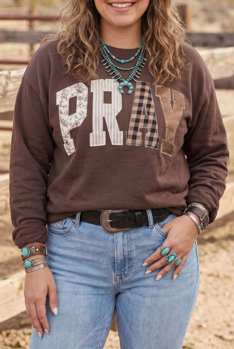 Kaffe PRAY Bokstaver Patchwork Rund Hals Langermet Plus Size Genser