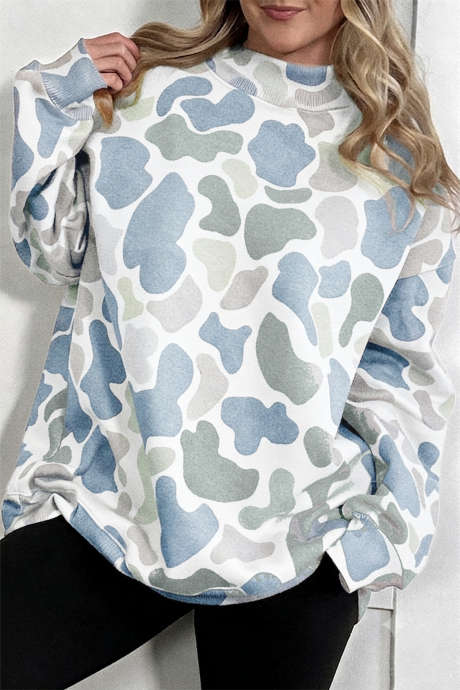 Sudadera estilo western con estampado de camuflaje azul cielo