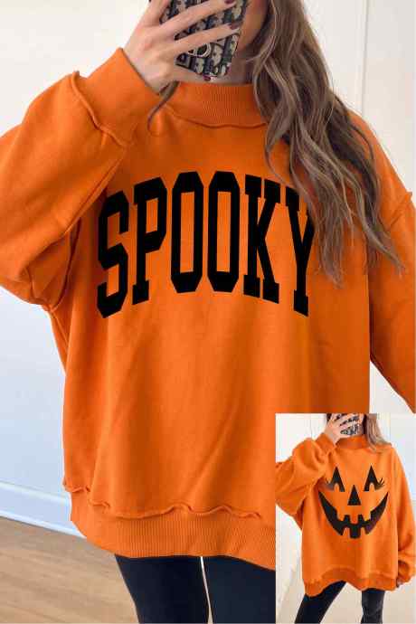Sudadera reversible de cuello alto con estampado de zanahoria extragrande para Halloween