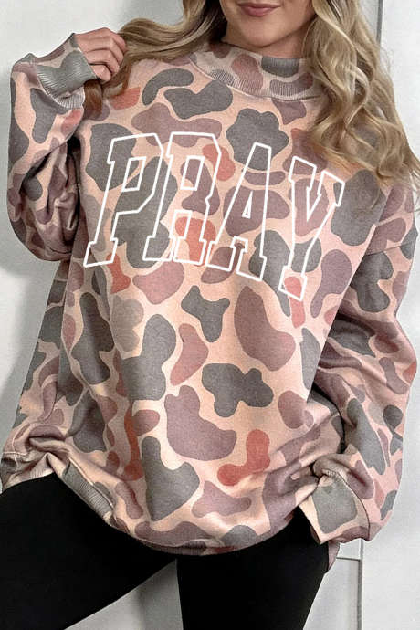 Sudadera tipo jersey con estampado de camuflaje y eslogan bordado multicolor