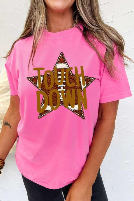 T-shirt graphique rose Sachet TOUCHDOWN Game Day avec slogan