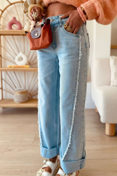 Beau Blue Raw Casual Mid Waist Shift Jeans