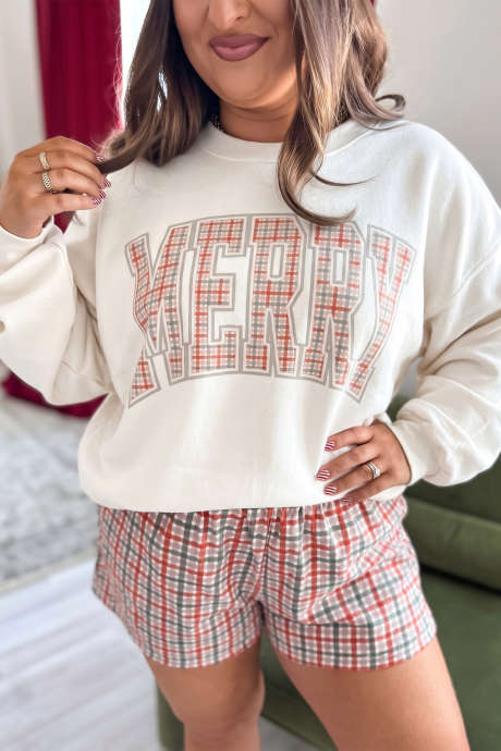 Pantalones cortos casuales de talla grande con estampado de cuadros rojos