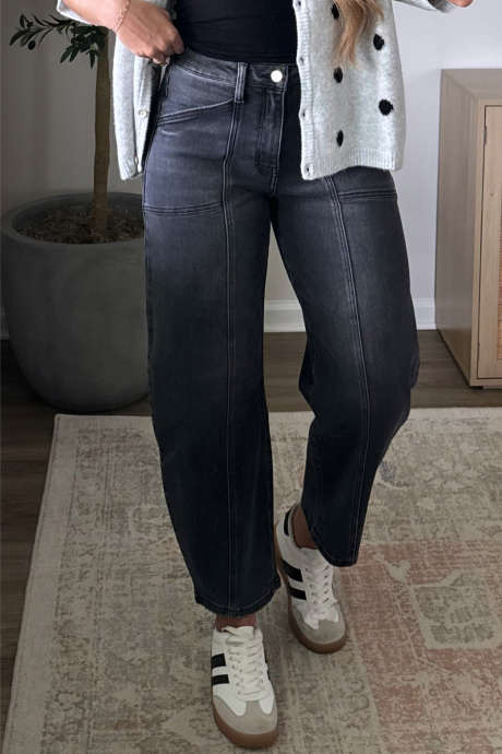 Black Tailored Seam Detail Casual Shift Jeans