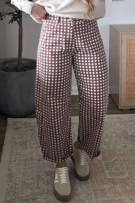 Red Classic Plaid Casual Loose Jeans