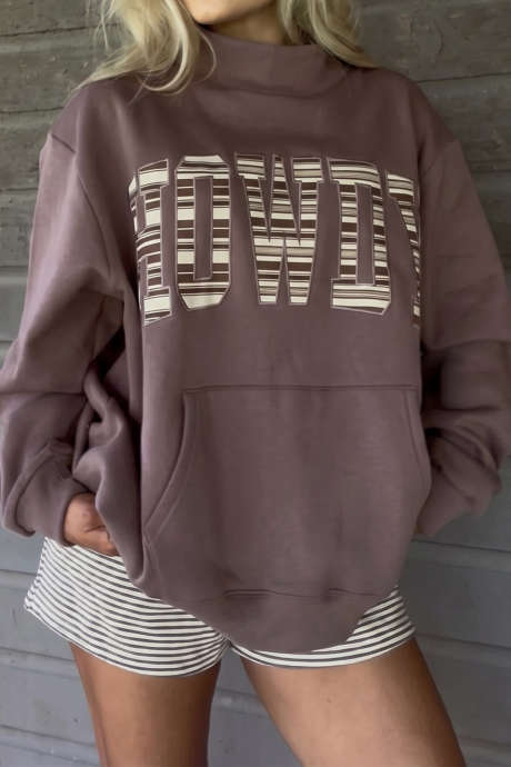 Sudadera amb caputxa de ratlles occidentals HOWDY de color marró fosc