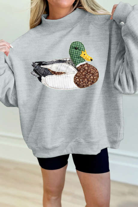 Sudadera de cuello alto con estampado de pato gris LC25322957-P11