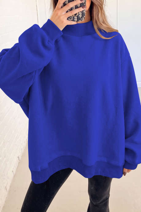 Sudadera reversible de cuello alto con hombros caídos y talla extragrande de Blueing LC25320997-P105