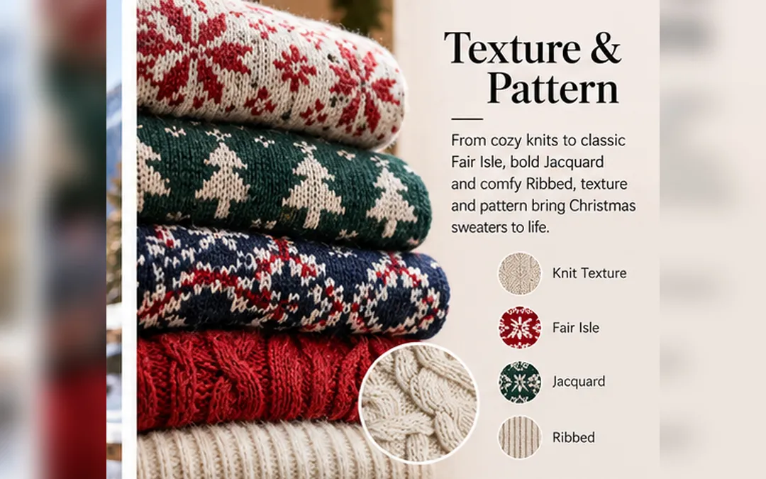 textured Christmas print sweater
