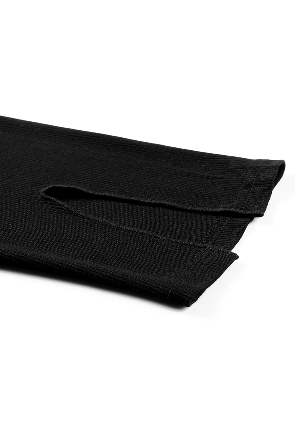 Black Rib Knit High Waist Slit Leggings view 15