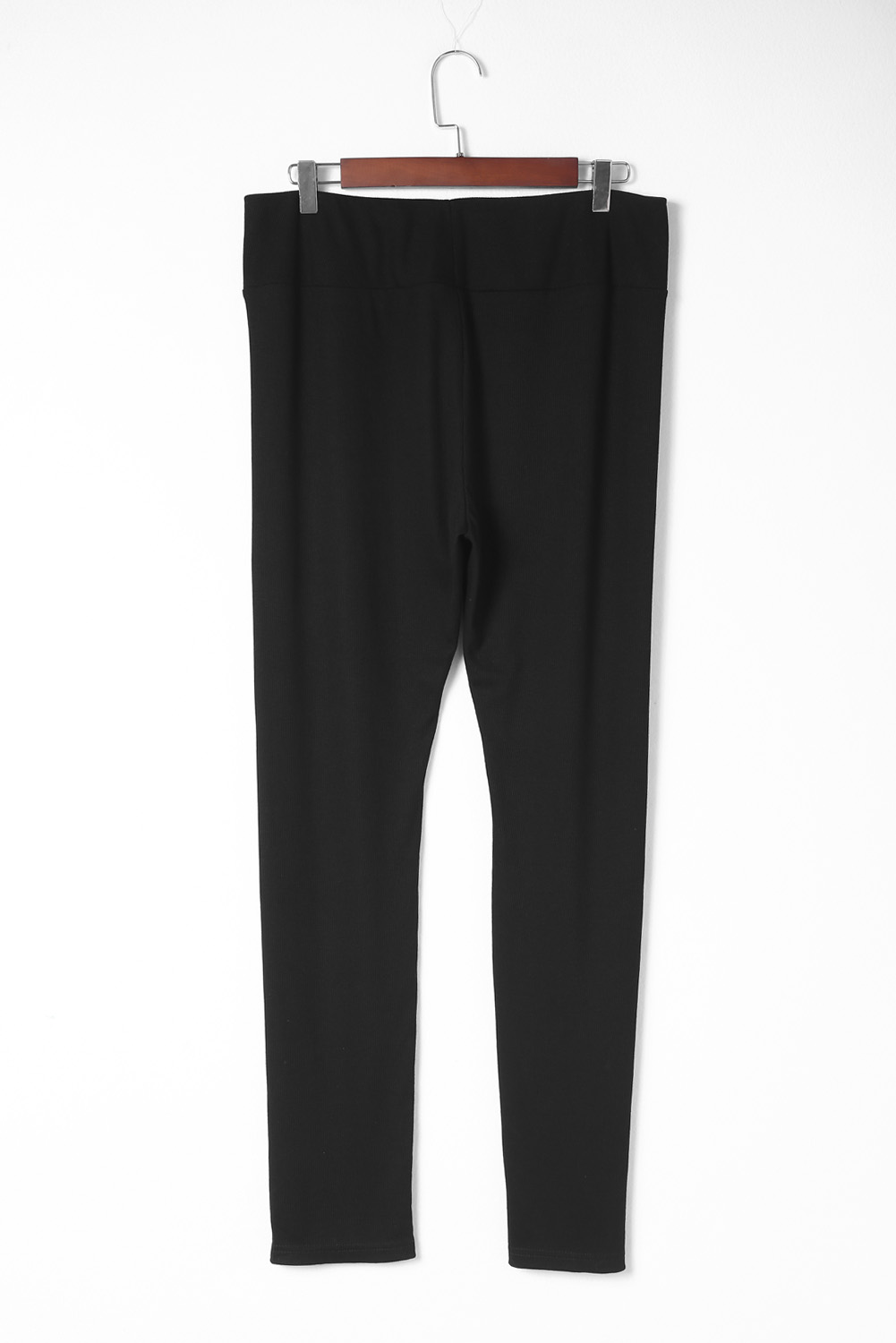 Black Rib Knit High Waist Slit Leggings view 12