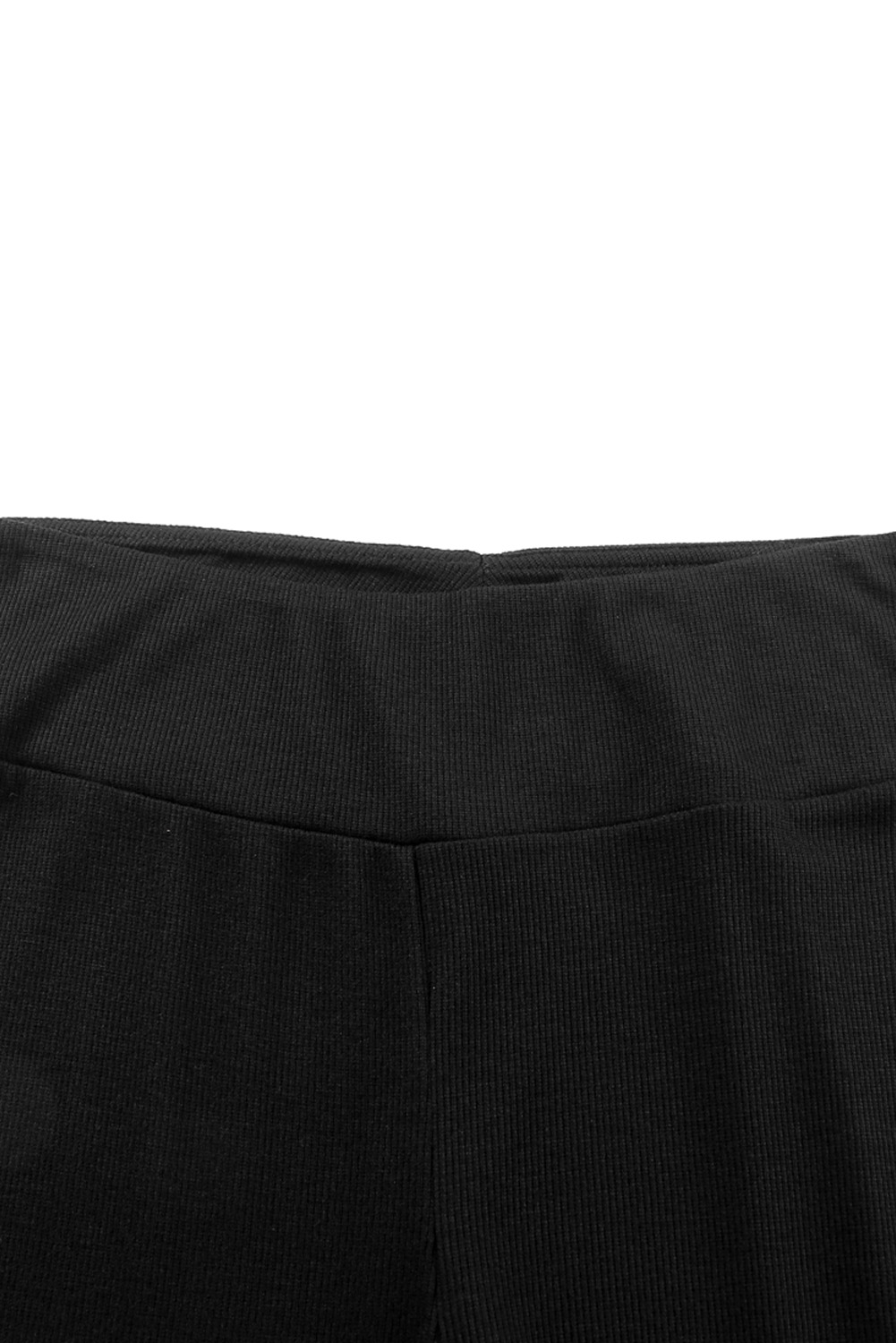 Black Rib Knit High Waist Slit Leggings view 13