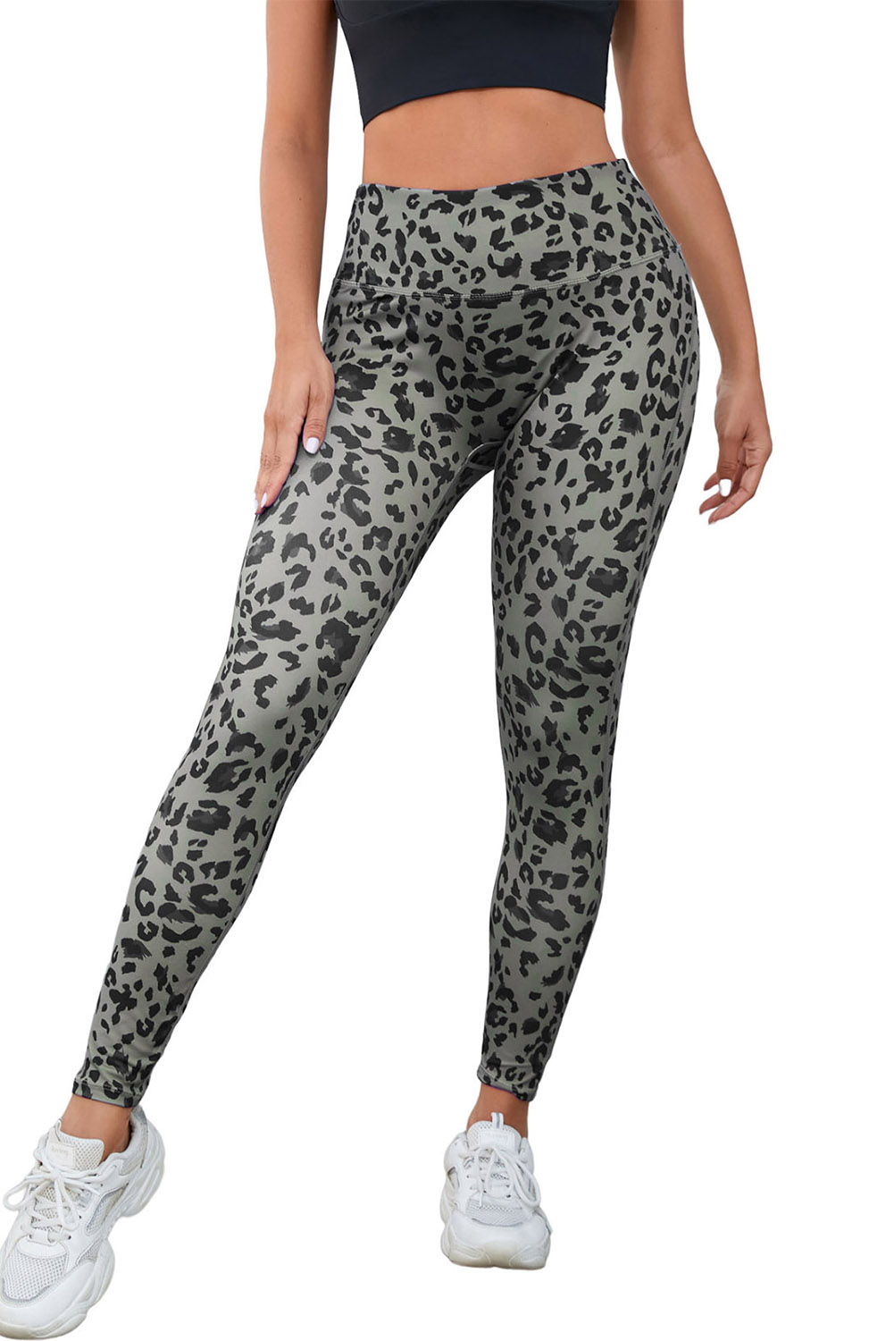 Gray Classic Leopard Print Active Leggings view 14