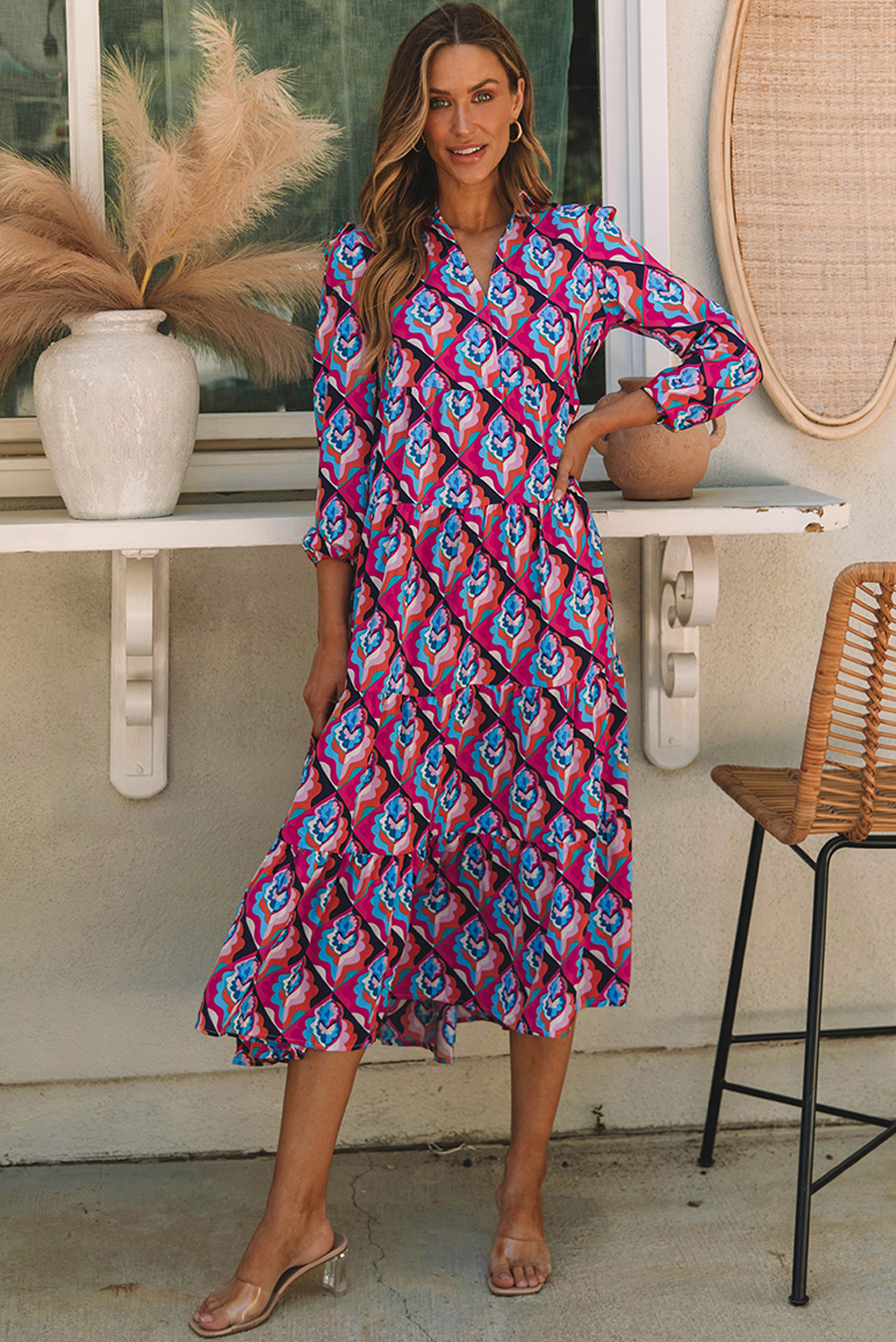 Rosenda - Summer Dress with Abstract Geometric Print