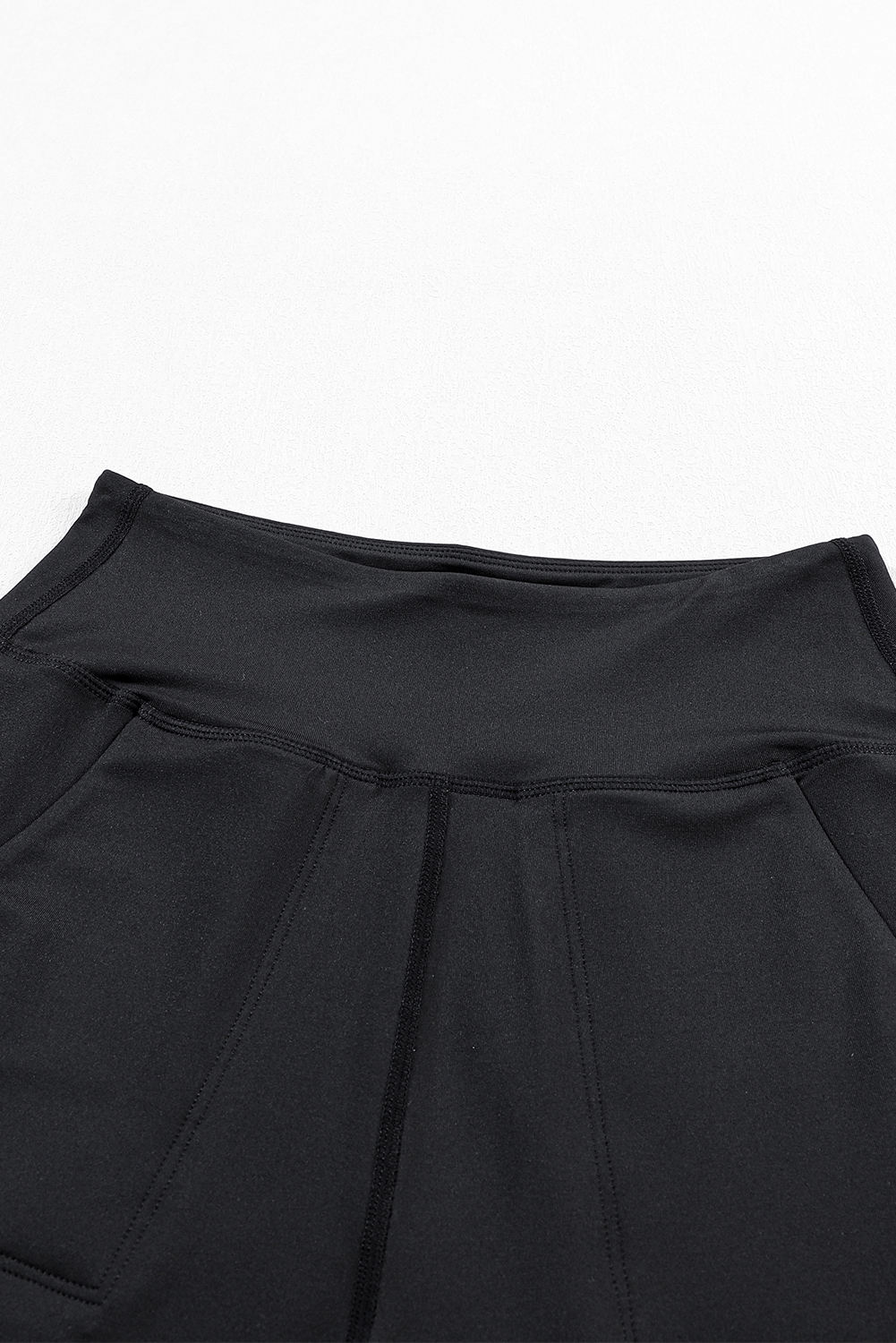 Black Exposed Seam High Waist Pocketed Joggers view 17
