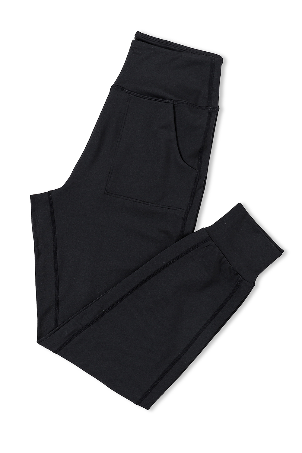 Black Exposed Seam High Waist Pocketed Joggers view 18