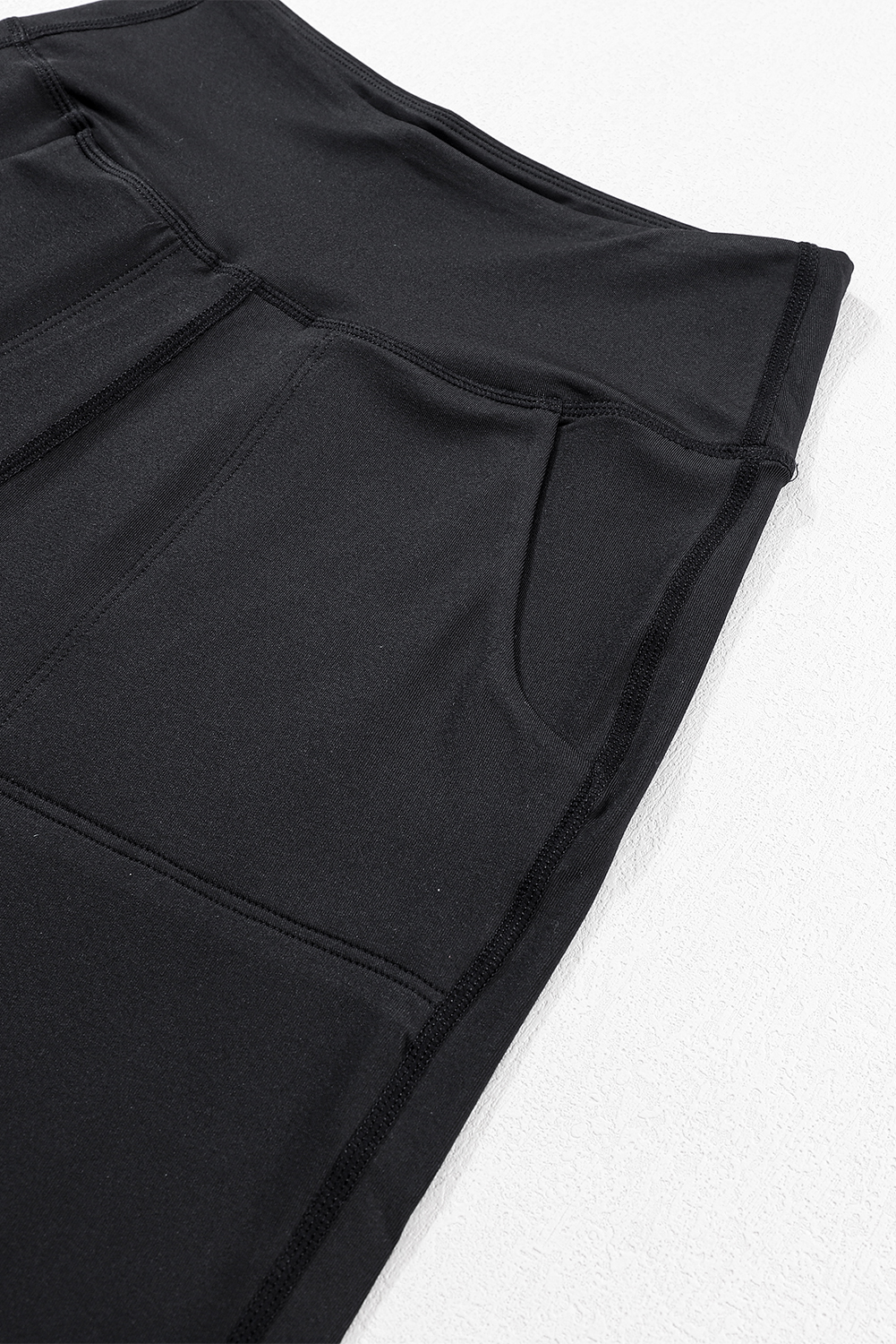 Black Exposed Seam High Waist Pocketed Joggers view 14