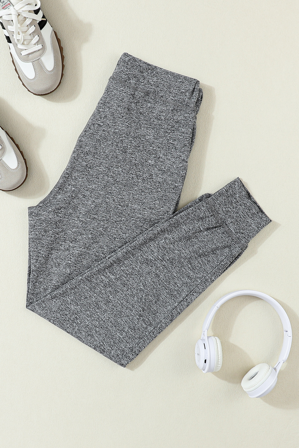 Gray Drawstring Elastic Waistband Pocketed Joggers view 4